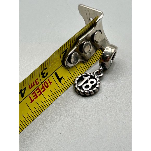 Pandora Sliding Charm Pendant Number 18 Sterling Silver Bracelet Bead - Picture 4 of 4